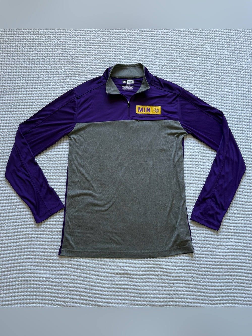 NFL Team Apparel Minnesota Vikings Performance Quarter Zip Purple Gray - Men’s M